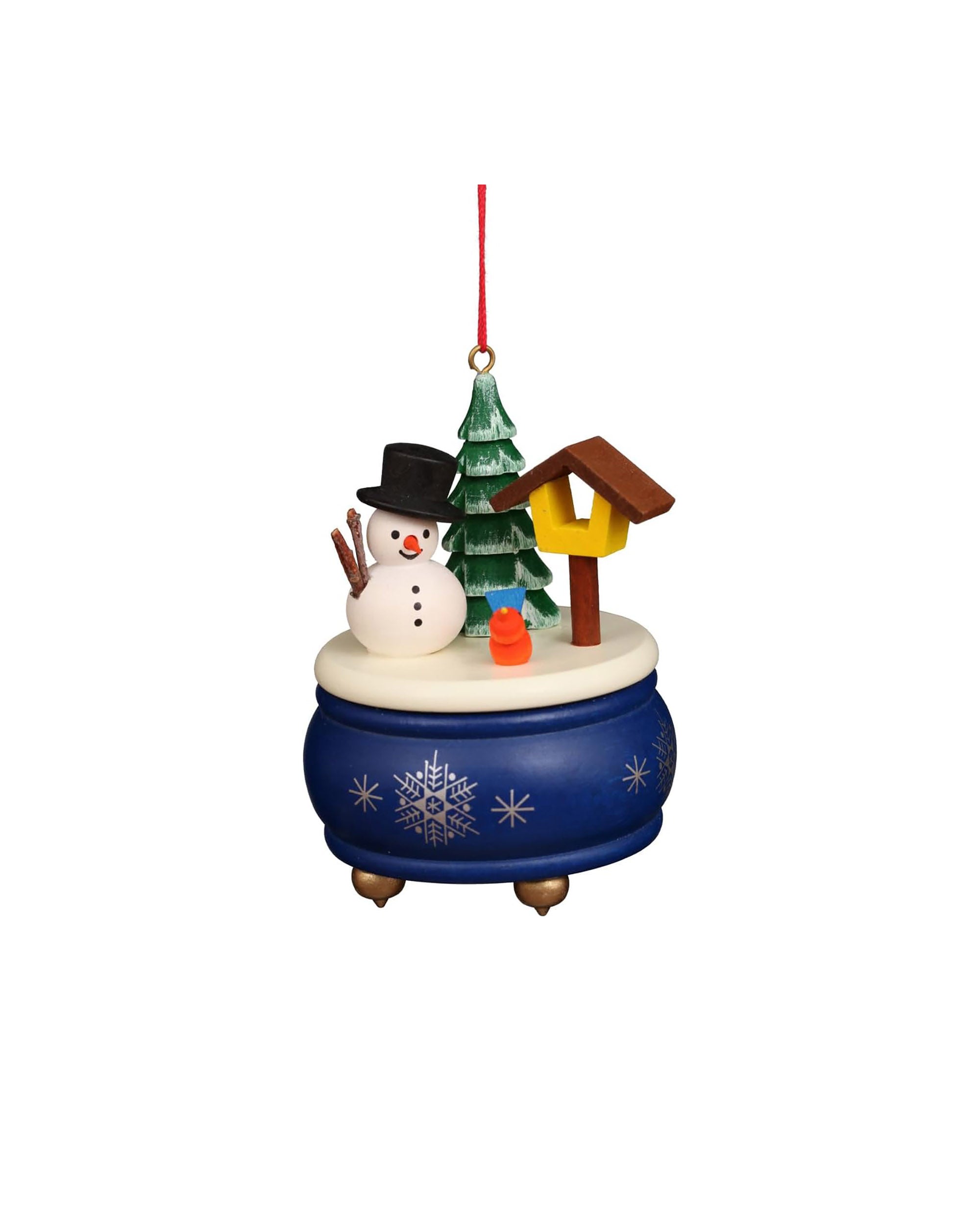 ULBRICHT Music Box Blue With Snowman Ornament